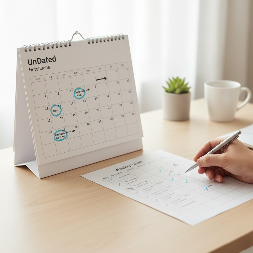 Calendar and cleaning checklist showing flexible scheduling.