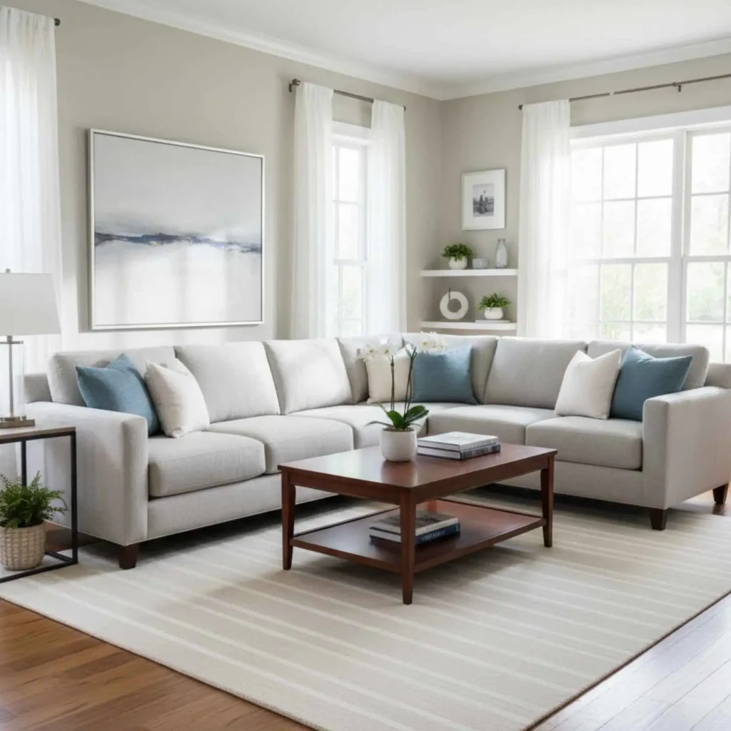 staged living room after professional cleaning